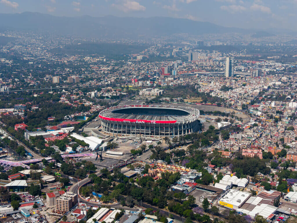 Vista aérea do estádio azteca na cidade do México