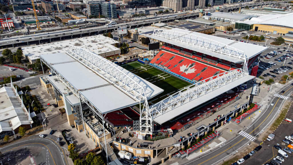 Vista aérea do estádio BMO Field.
